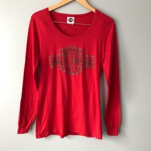 HARLEY DAVIDSON Bling Embellished Long Sleeve Tee